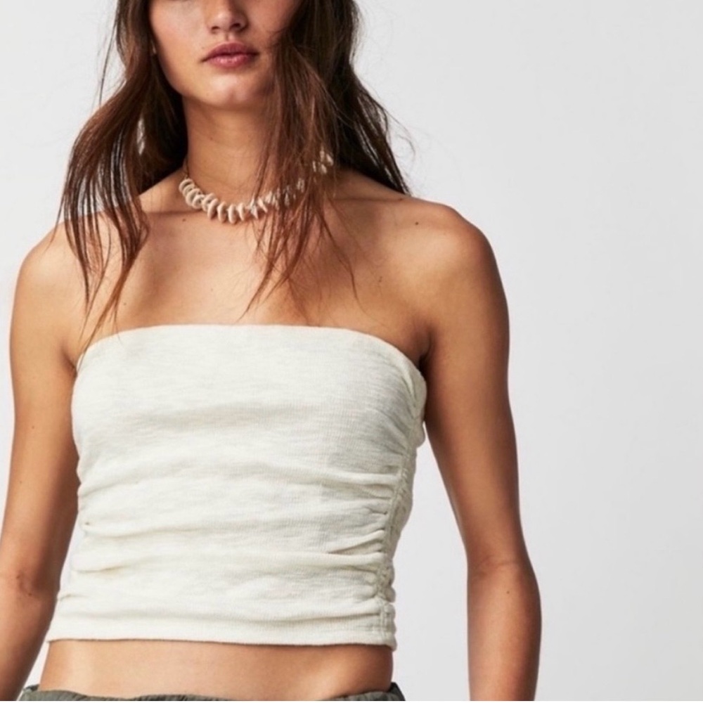 Free People Cream Strapless Top